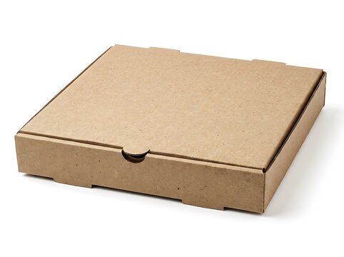 Blank brown cardboard pizza box mockup isolated on white