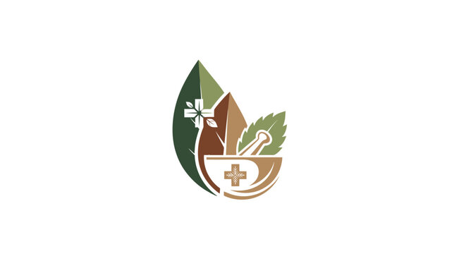 Herbal medicine leaf logo symbol.