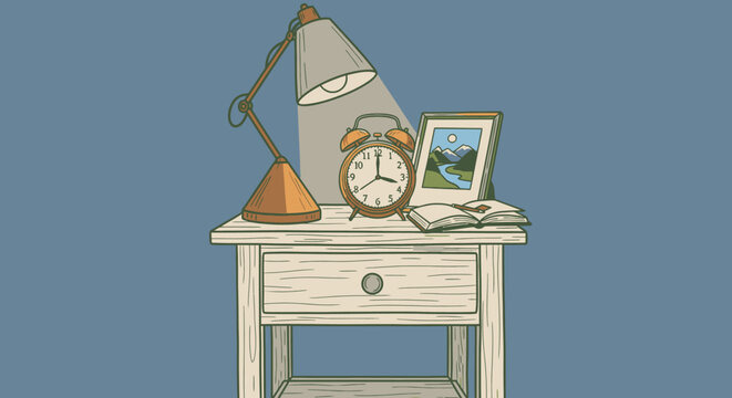 Small white wooden bedside table drawer.