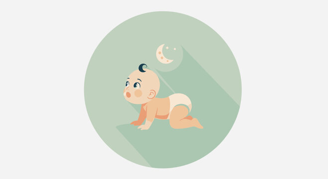 Cute Baby Crawling with a Bubble Overhead.