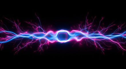 Fototapeta premium Abstract energy flow visualization with blue and pink lightning