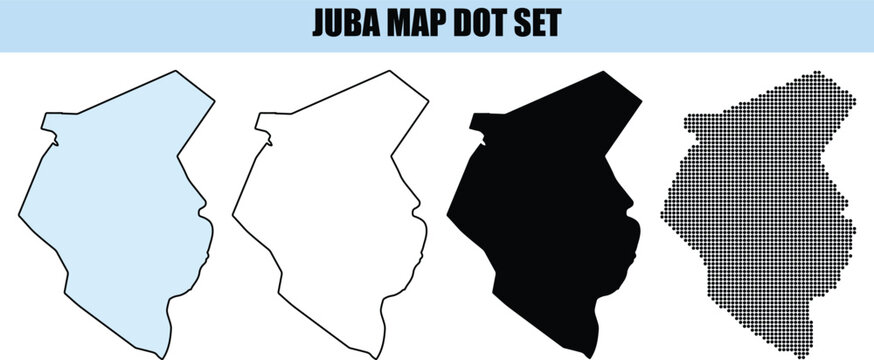 Juba Map Dot Set showing South Sudan capital city boundary in various styles