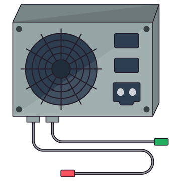 Computer Power Supply Unit PSU Flat Vector Illustration