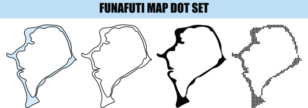 Funafuti Atoll Map Outline Set showing Tuvalu geographical borders in various vector styles