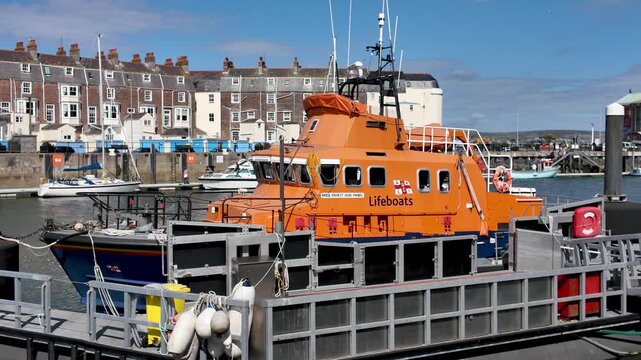 Weymouth,Dorset, UK, 31st March 2026 - A busy Weymouth scene at easter with the RNLI lifeboat, Ernest and Mabel