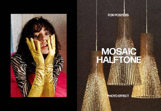 Mosaic Halftone Poster Effect Mockup