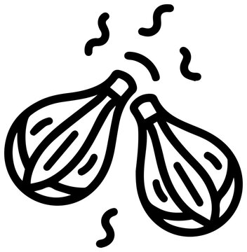 Stylized line art icon of festive castanets clacking together with energetic motion lines symbolizing rhythm celebration and performance perfect for cultural events and musical