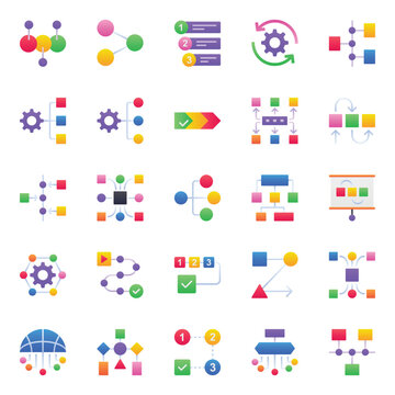 Gradient color icons set for Workflow
