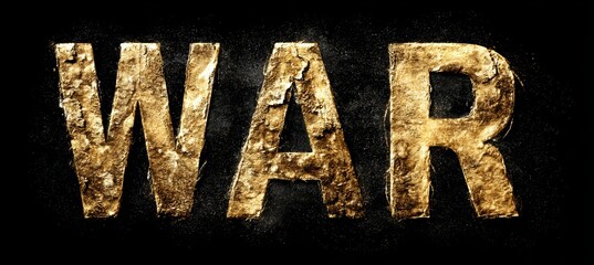 Obraz premium Golden war text word. Generative AI technology.