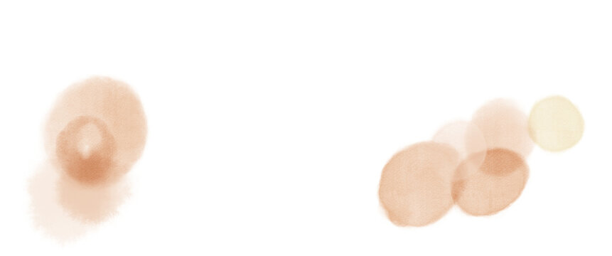 オレンジ色の水彩の水玉のにじむふんわりあしらいラインバナーテクスチャ素材