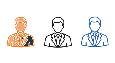 Fototapeta premium Vector graphic illustration of three businessmen icons in different colors and styles