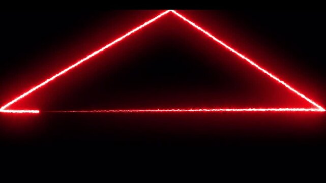 Red neon triangle frame with subtle glitch effect background