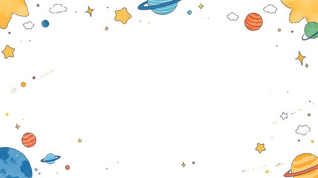 宇宙と惑星のイラストフレーム