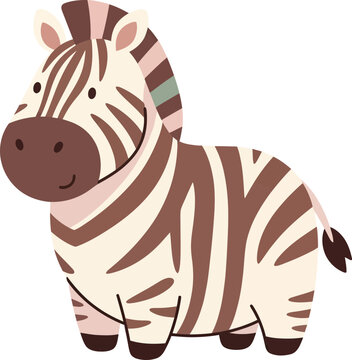 Cute Cartoon Zebra Smiling Face.