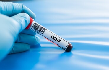 Obraz premium Blood sample tube for CCHF test analysis.