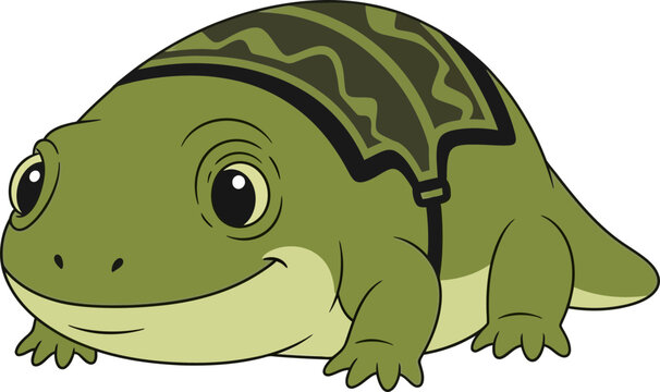 Smiling Cartoon Turtle Character Illustration.