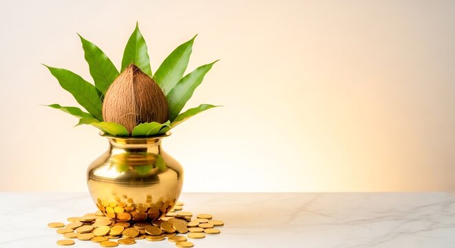 Kalash with Coconut Leaves Akshaya Tritiya Symbol