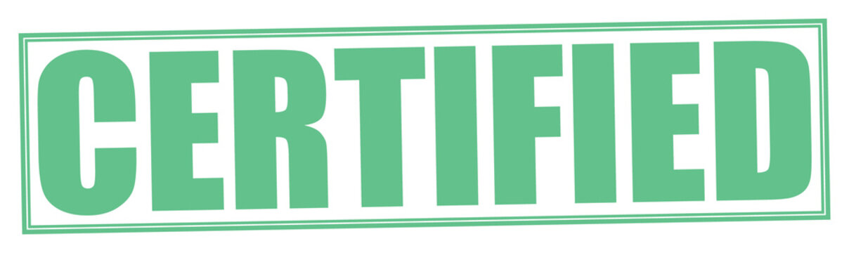 Green certified stamp badge seal icon isolated on transparent background for approval verification and quality assurance