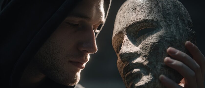 The mask behind the machine: navigating identity in a digital age. Human touch. Subtle shifts in ai recognition: the changing face of cyber threats. Reportage shot. Breaking news.