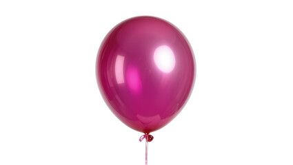 Shiny magenta round balloon with a delicate pink ribbon string, isolated on transparent background for festive party decorations and celebrations © Julie