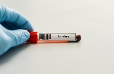 Obraz premium Blood sample tube for amaylase test analysis.