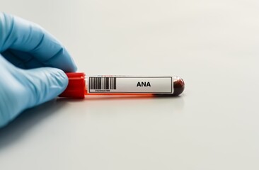 Obraz premium Blood sample tube for anti-nuclear antibody test analysis.