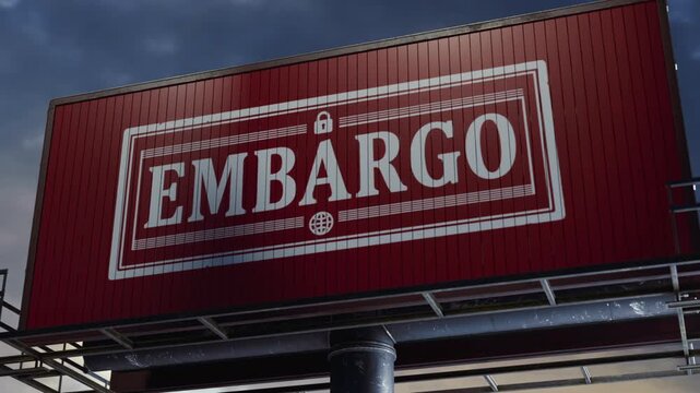 Billboard transitions from national flag to embargo warning message