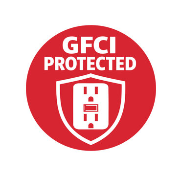 Gfci protected icon. gfci outlet, ground fault circuit interrupter, electrical safety, protected receptacle, shock protection. line, flat and colored vector icon set.