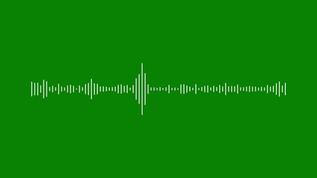 White glow audio waveform, 4k sound spectrum animation on green background, linear music frequency visualizer, abstract audio wave pulse, minimal sound track, creative waveform graphics.
