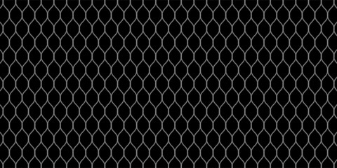 Fishing net seamless pattern. Soccer and football gates mesh. Fishnet texture. Basketball hoop and hockey net pattern. Sportswear texture. Chain link fence. Vector illustration on black modern vector © Hadori