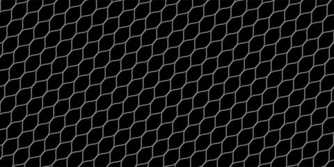 Fishing net seamless pattern. Soccer and football gates mesh. Fishnet texture. Basketball hoop and hockey net pattern. Sportswear texture. Chain link fence. Vector illustration on black modern vector © Hadori