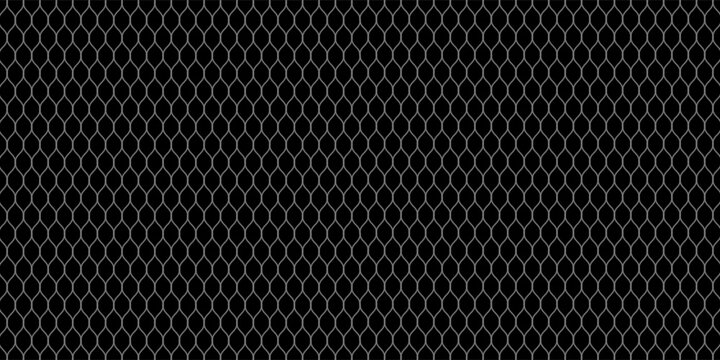 Fishing net seamless pattern. Soccer and football gates mesh. Fishnet texture. Basketball hoop and hockey net pattern. Sportswear texture. Chain link fence. Vector illustration on black modern vector