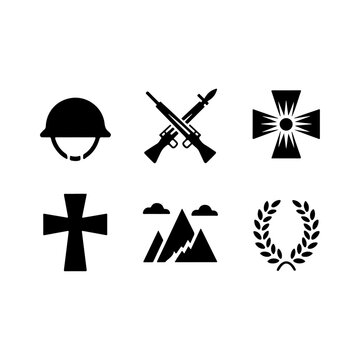 Minimal Bataan Day Icons Collection with Valor and Memorial Symbols
