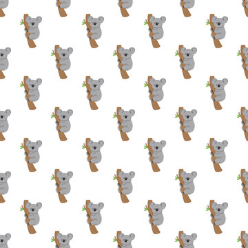 seamless grey koala pattern on a transparent background
