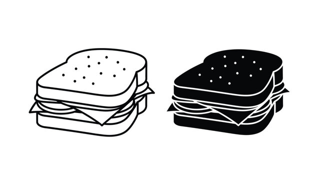 Two sandwich illustrations presented in a striking black silhouette