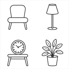 Fototapeta premium set of furniture icons line art