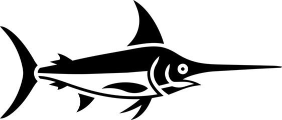 Fototapeta premium Swordfish Marlin Vector Silhouette for Marine Fishing Logo and Sports Graphics