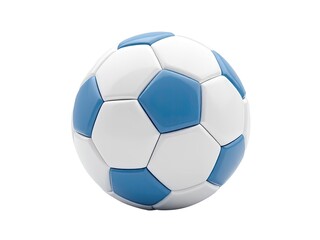 Fototapeta premium A blue and white soccer ball on a white surface, ideal for sports-related themes or designs