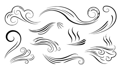 Fototapeta premium A set of elegant swirling lines and curves in a minimalist vector graphic design