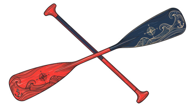 Two colorful oars crossed over each other.