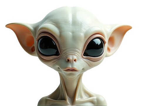 A close-up view of a toy alien with large eyes, suitable for sci-fi themed projects or creative designs
