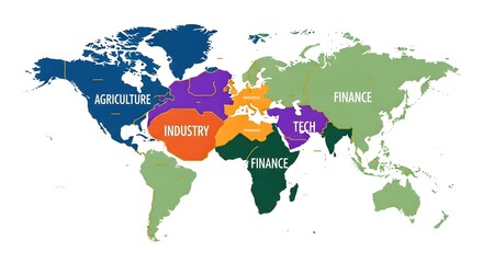 Naklejka premium World map with industry sectors isolated on white background