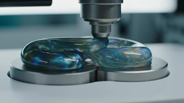 Precision Science: A close-up view of a scientific instrument meticulously working, shaping a fascinating substance. The image captures the essence of scientific precision and the wonder of discovery.