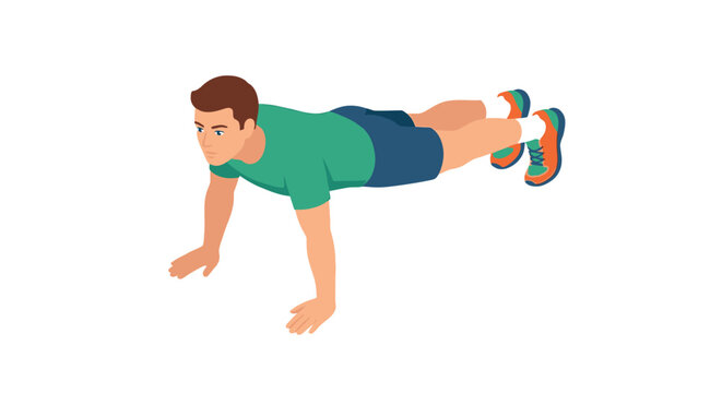 Man performing a superman exercise lying prone with extended limbs