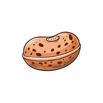 Single brown pinto bean with dark spots and a light hilum on a white background