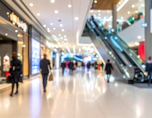 Fototapeta premium Blurred Interior View of Modern Shopping Mall Corridor.