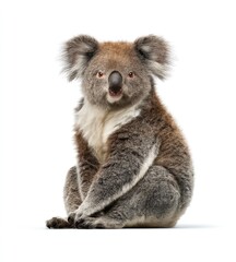 Fototapeta premium Koala sitting on white background isolated studio shot wildlife animal