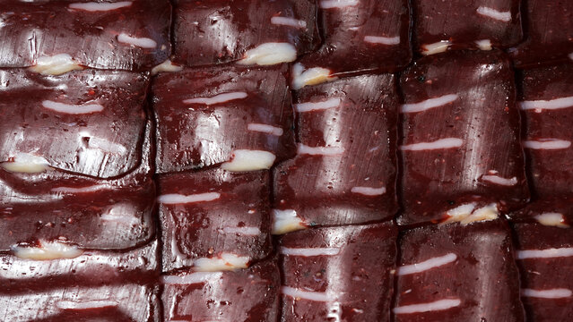 Delicate basturma slices arranged in a savory display