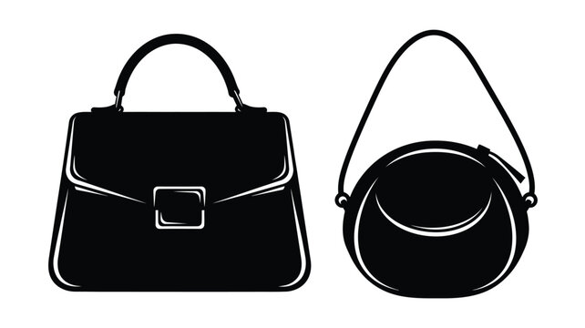Two handbags displayed in a striking black silhouette
