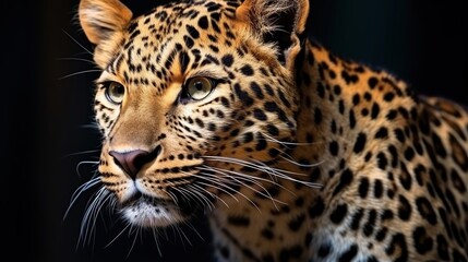Obraz premium A Majestic Leopard Gazing Forward with Golden Spotted Coat in Spotlight